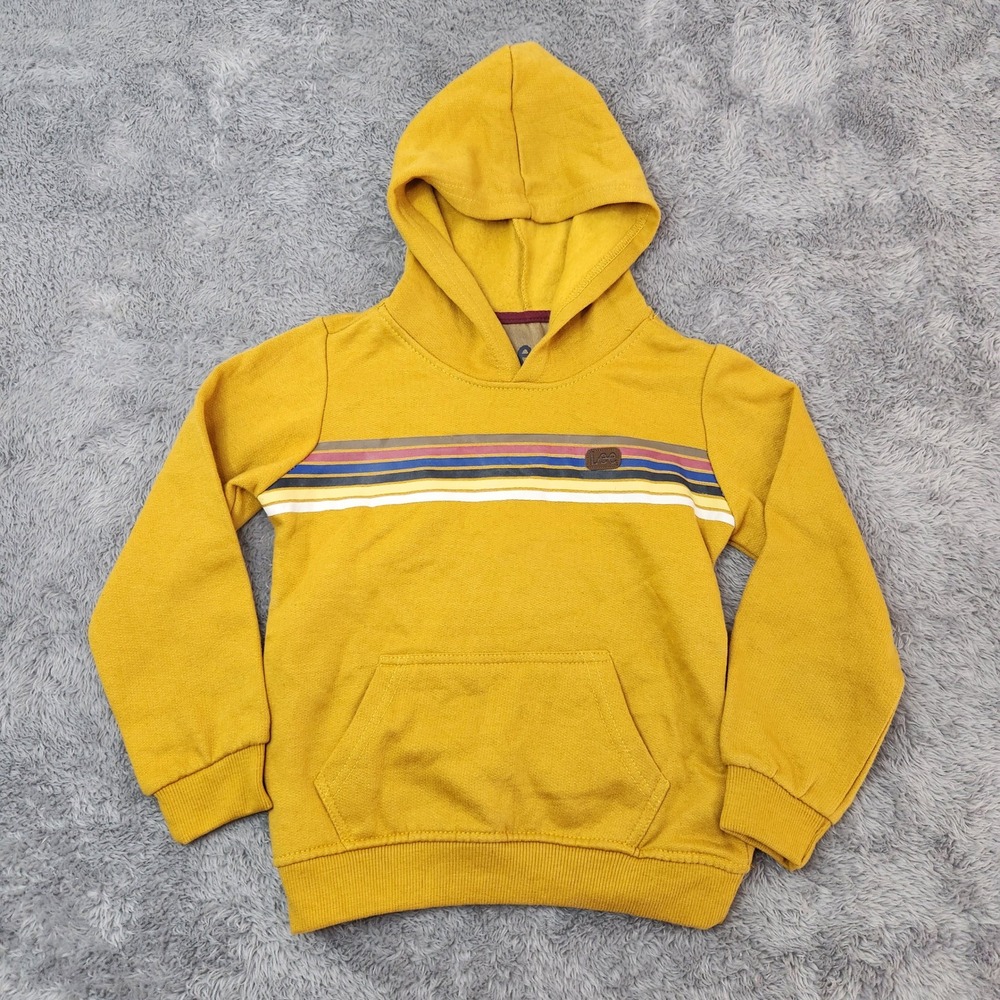 Lee Hoodie Boys 4T Yellow Pullover Sweatshirt Stripe Logo Fleece‎ 19005513